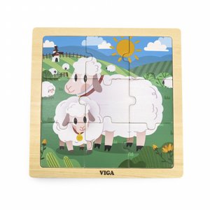 פאזל עץ 9 חלקים - כבשים VIGA פאזל עץ 9 חלקים - כבשים VIGA
