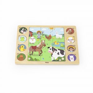 פאזל עץ התאמה - חיות חווה VIGA פאזל עץ התאמה - חיות חווה VIGA