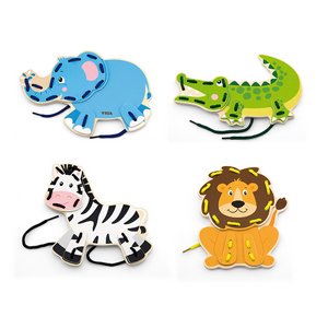 השחלת שרוכים עץ - חיות בר VIGA השחלת שרוכים עץ - חיות בר VIGA